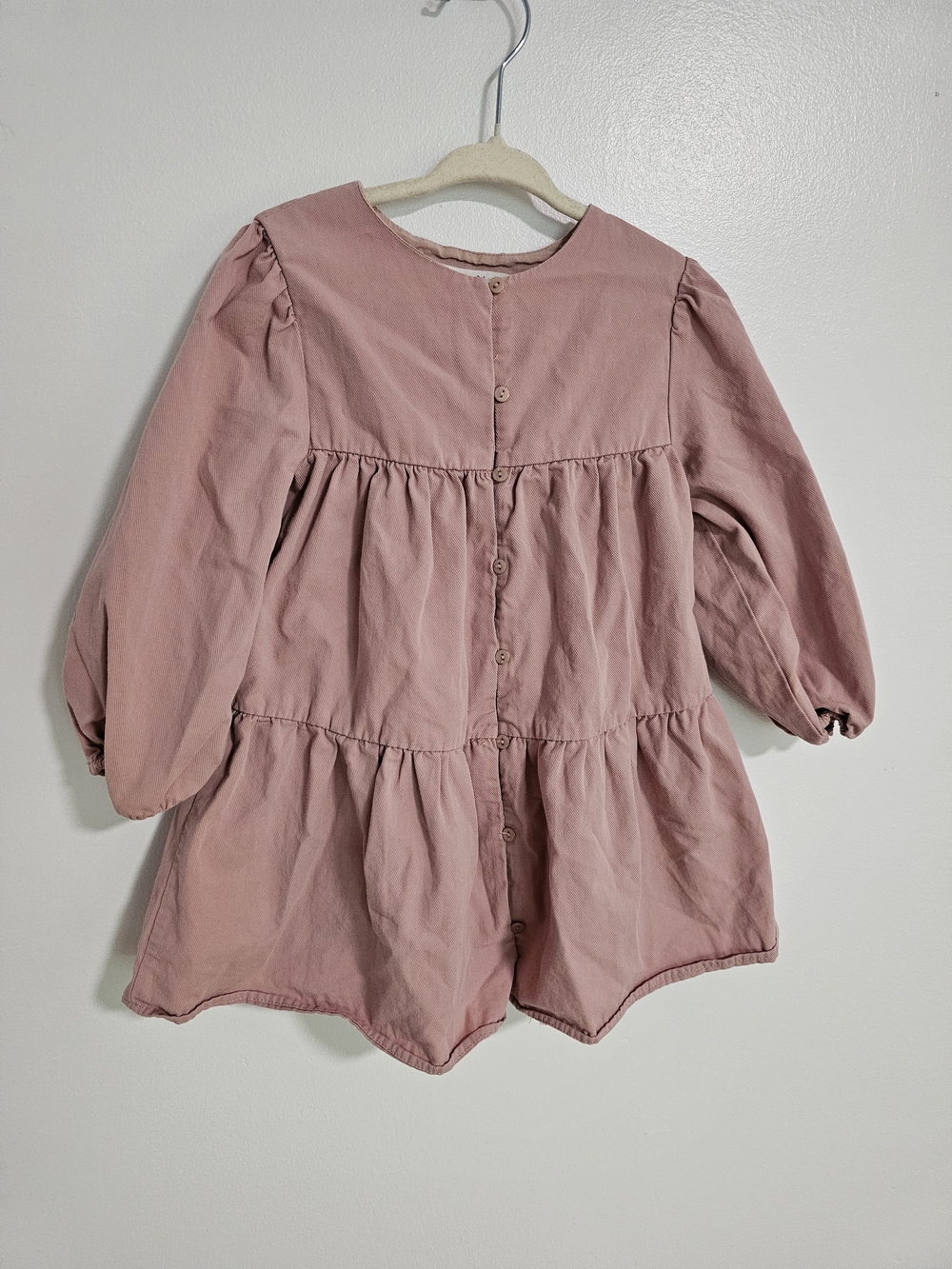 🧸2/20$ Zara Dusty Rose 3-4T Girl Tiered Long Sleeves Dress Toddler Kids